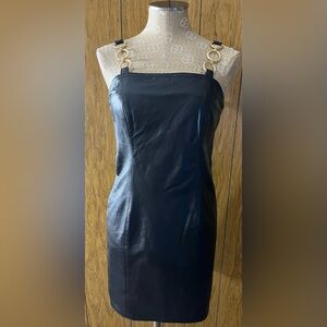 Ebony Style Spiegel black leather form fitting vintage dress size 6 .